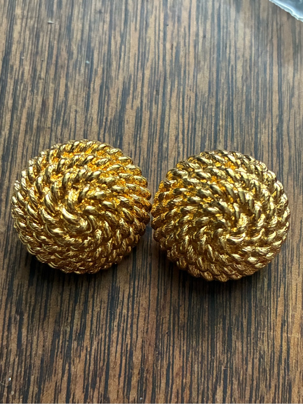 Monet Gold Tone Rope Earrings- Vintage
